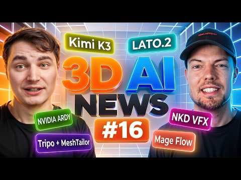 Kimi K3 Dominates 3D Design, Microsoft MageFlow & NVIDIA ARDY Real-Time Motion – 3D AI News #16