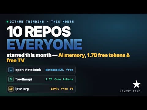10 GitHub Repos Everyone Starred This Month (Free NotebookLM, 1.7B Free Tokens & More)