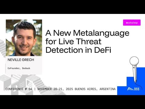 Workshop: Security Agents, Not Alerts:A New Metalanguage for Live Threat Detection in DeFi
