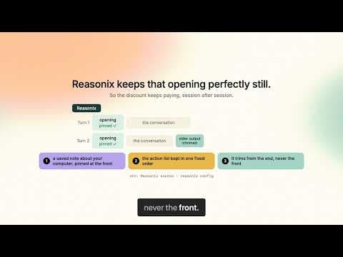 Reasonix is an AI coding agent that stays cheap all day