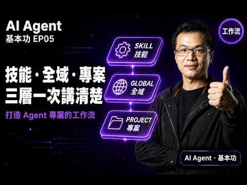 AI Agent基本功 EP05:三層一次講清楚 搞定 技能/全域/專案