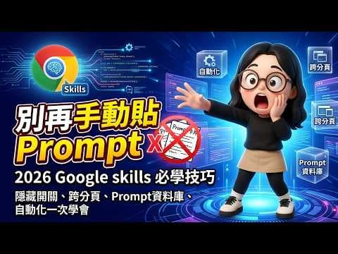 別再手動貼 Prompt 了！2026 Chrome 隱藏神功能「Skills」全攻略，一鍵 AI 自動化