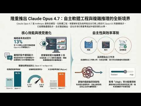 🎯超越GPT-5.4與Gemini!Claude Opus 4.7 四大核心升級深度解析:AI終於學會先自我檢查再交作業!從實習生到資深專家,Opus 4.7自我驗證與完全自主工程師完整攻略大公開!