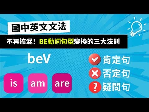 國中英文必會:Be動詞句型變換三大法則(is/am/are)