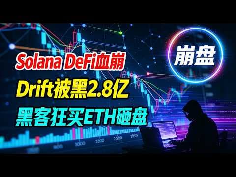 Solana DeFi血崩!Drift凌晨被黑2.8亿刀,黑客狂买ETH砸盘